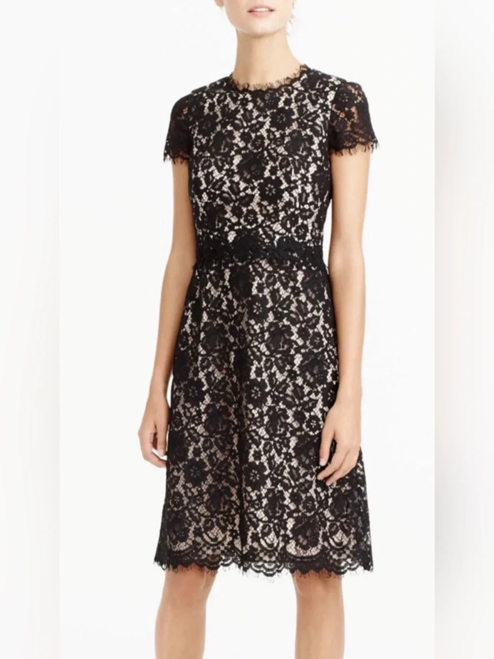 J. Crew Collection Black Lace Fit and Flare Mini Dress.  Sz 12